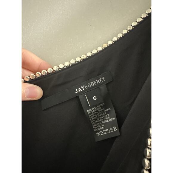 JAY GODFREY Orlando Jumpsuit In Black & Black & Silver Size 6 - Picture 5 of 11